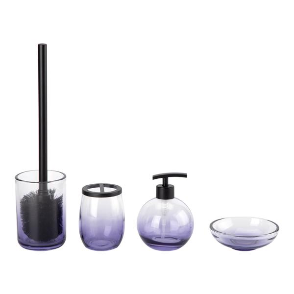 Glass Bathroom Accessories Set Ombre Blue With Round And Ball Shape Glass Soap Dispenser