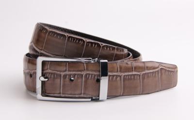 Correia de couro FK12056 do vestido dos homens da grão do crocodilo com curvatura liga de zinco