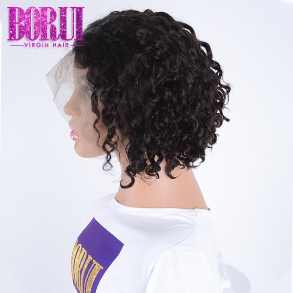 Peruca feita sob encomenda dianteira pre arrancada do corte do duende com a peruca curto encaracolado da onda profunda do cabelo do bebê