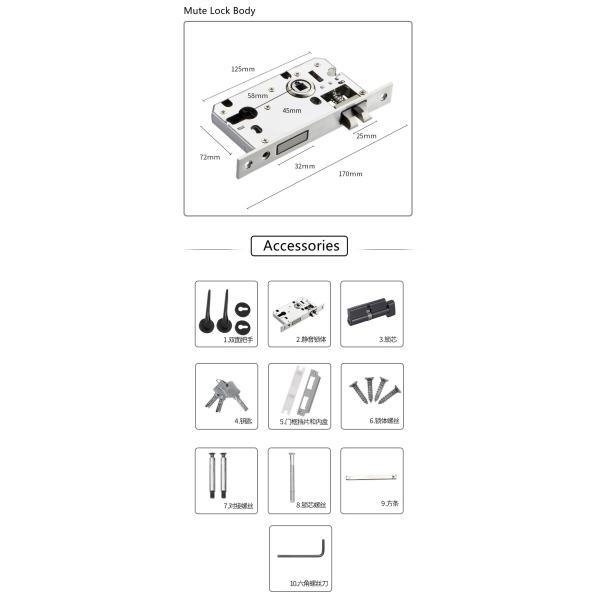 Оцинковывайте ручку замка Mortise разделения сплава установите для двери входа спальни