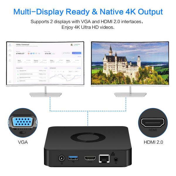 64GB EMMC AC5 на Fanless микро- C.P.U. N4000/N4100 ПК