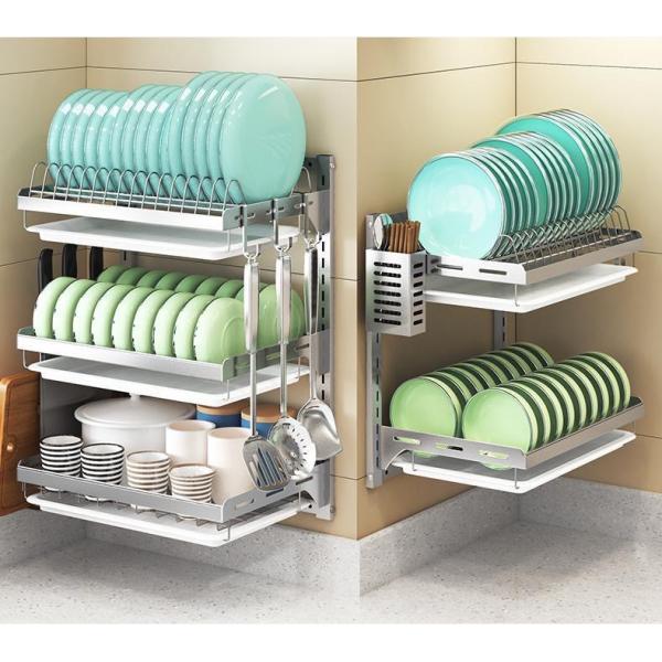 60KG Bearing 304SS Kitchen Dish Rack Wall Mounted