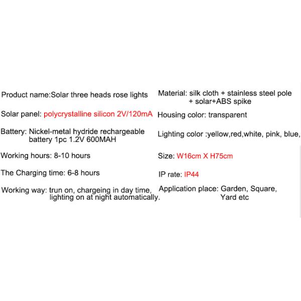 Solar three heads rose lights Ground decoration lawn lamp