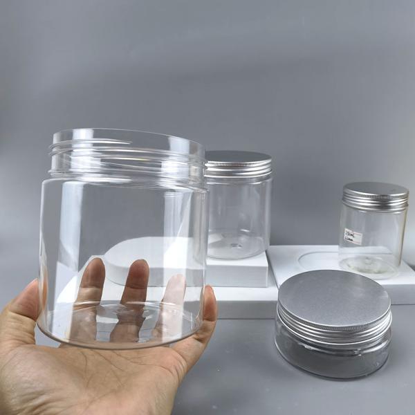 Custom 150ml 250ml 500ml 600ml Empty Clear Plastic PET Cosmetic Cream Body Butter Scrub Jar with Screw Lid