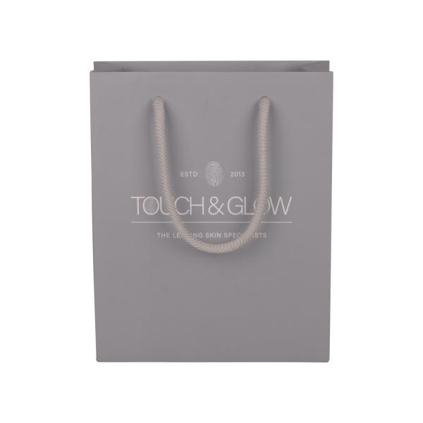 Золотая штамповка черные бумажные пакеты для покупок с ленточной ручкой