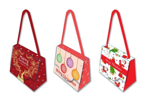 Decorative Unique Christmas Gift Bags 300 Gsm Herringbone Cotton Handle