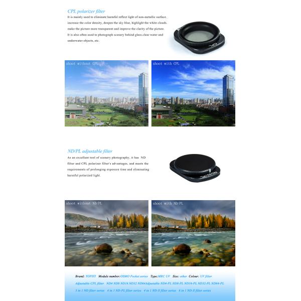 Compact Optical Glass OSMO Pocket HD Camera Lens Filters ND Filter OEM Size