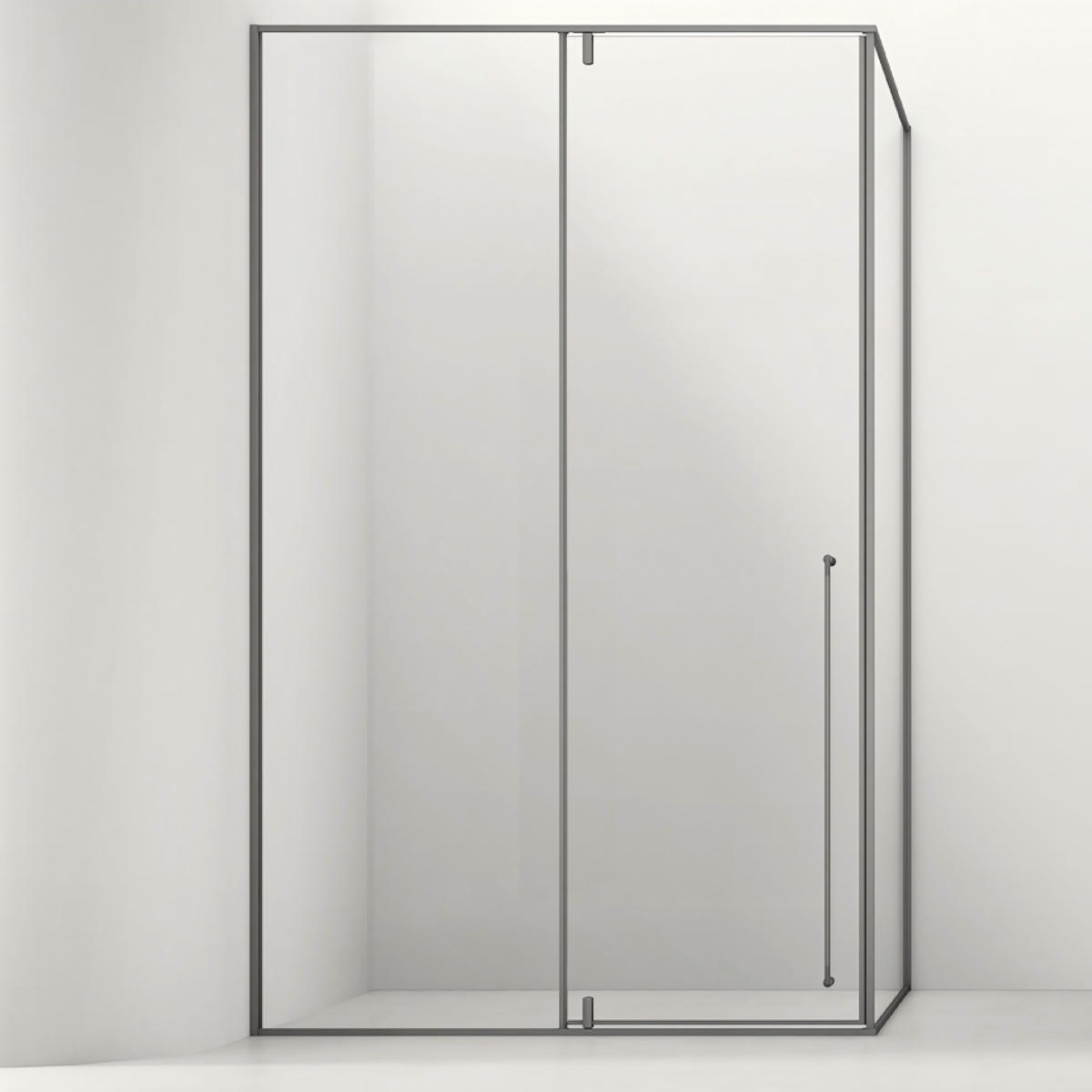 Brushed Frame Walk In Glass Shower Enclosure Space Saving Swing Door ODM