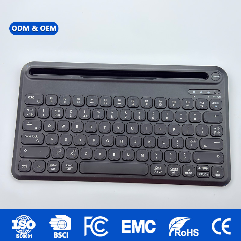 In Stock UK/US Layout Multi-Device BT Wireless Keyboard with Built-in Stand for IPad Tablet & iPhone Compact Design