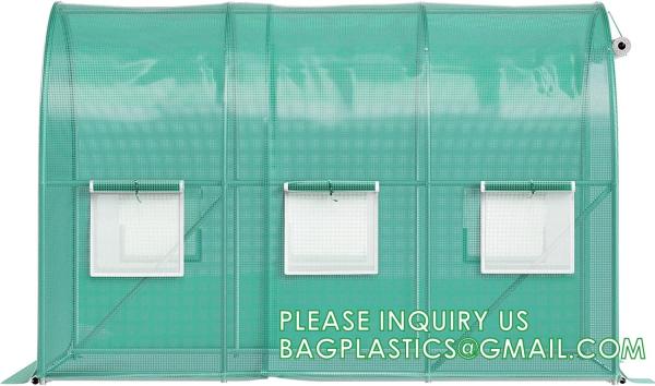 Portable Plant GreenHouse Zippered Door Windows, Galvanized Steel Hoops, Glass Greenhouse, Polycarbonate Greenhouse