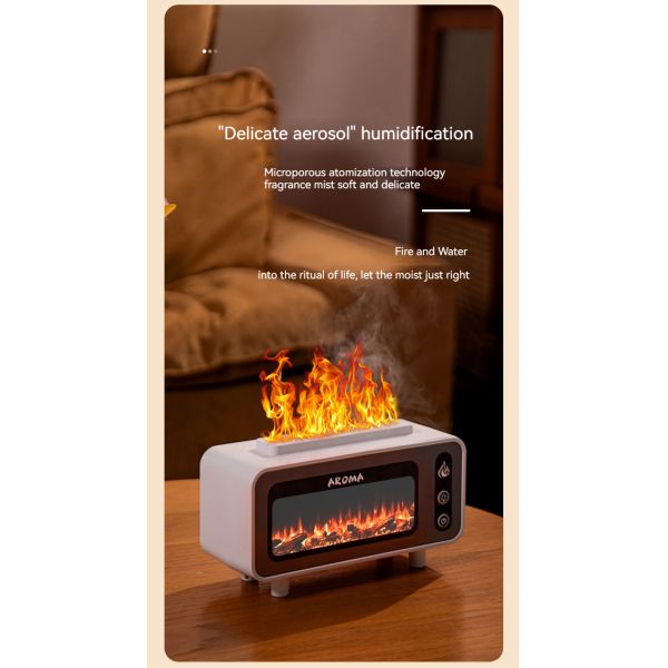 Plastic Material 3D Flame Aroma Diffuser USB Air Humidifier Fireplace Design For Hotel