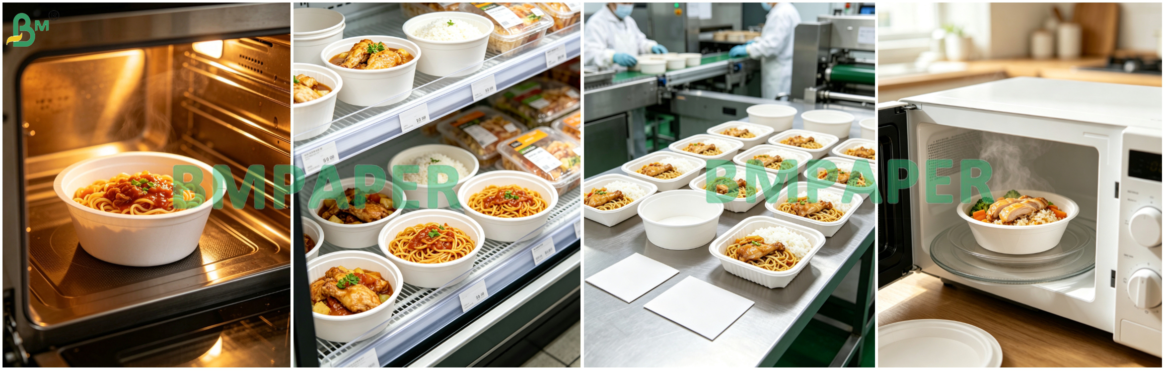 Microwave Safe Food Bowl Paper High Temp Resistant for Oven & Microwave Frozen Ready Meals