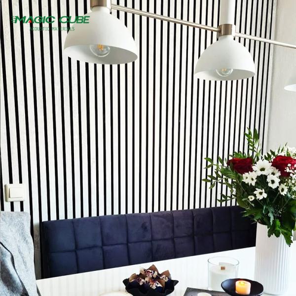 Akupanel Oak Slat em feltro acústico preto 9mm/12mm Painel acústico de absorção de som