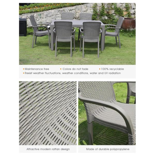 Custom Logo Nordic Plastic Rattan Dinning Table and Chair Set for Leisure Stackable Design