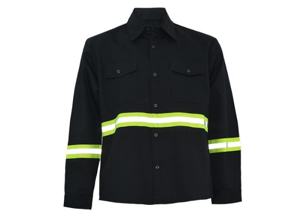 Pure Cotton Twill Navy Safety Work Clothes For Men With Two Chest Pockets