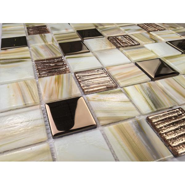 Firebrick and Anti-slip 304x304mm Interior Wall Glass Mosaics For Building and Swimming Pool