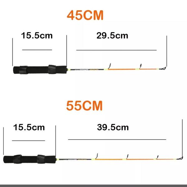 Portable Mini Carbon Fiber 45CM 55CM Ice Fishing Rod