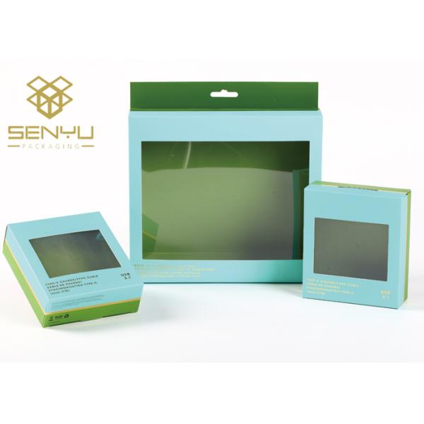 Paper Window Box Packaging / Hanger Cardboard Box With Plastic Window