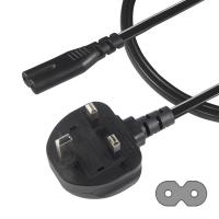 1.8M Black 0.75mm BS Standard Plug UK 3 Pin to IEC C7 AC Power Cord with Customized Length