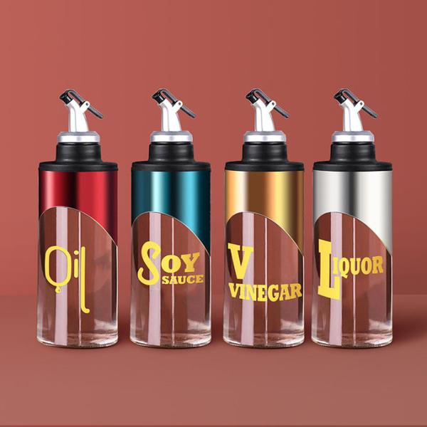 Пустая круглая бутылка стекла 380ml распределителя масла кухни 650ml
