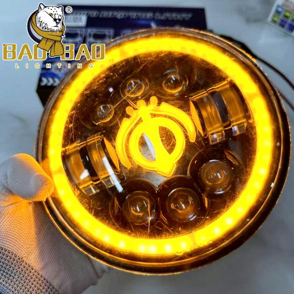 7 Inch White Yellow Motorcycle LED Headlight 12V Waterproof IP67