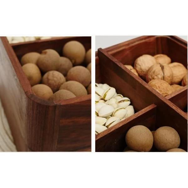 Wooden Double Layer Fruit Plate with Transparent Cover Wooden Dried Fruit Box in Brown