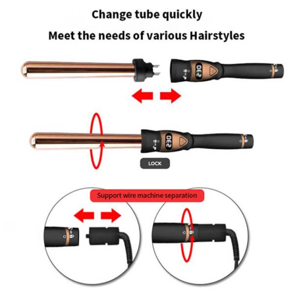 Утюг Pro турмалина 5 частей заменимого керамический завивая