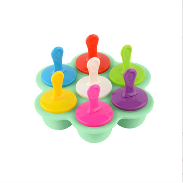 Food Grade Silicone Ice Mold 7 Hole Popsicle DIY Ice Cream Box Silicone Popsicle Mold