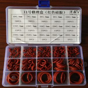Red Color Virgin Silicone O Ring Kit with 15 Sizes for Industrial Sealing