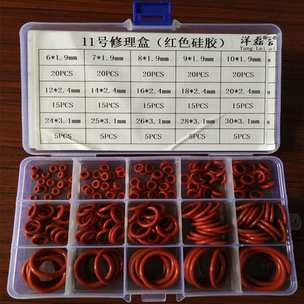Red Color Virgin Silicone O Ring Kit with 15 Sizes for Industrial Sealing
