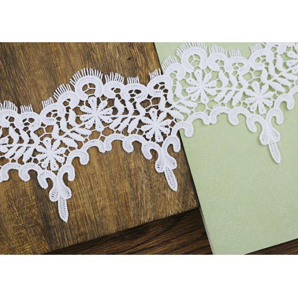 Wedding Guipure Polyester Lace Trim Azo Free DTM Dyeing Color For Bridal Dress