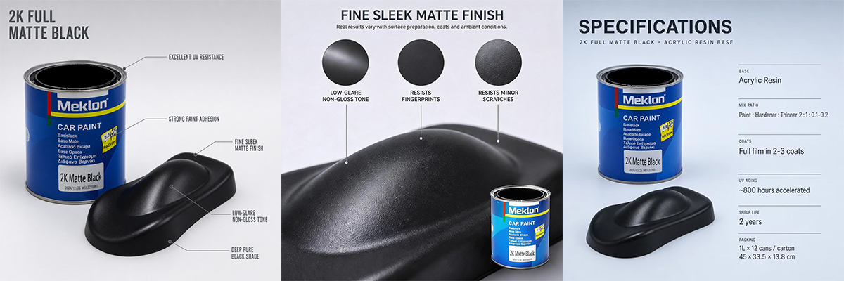 Premium Hot Sale Matte Black 2K Auto Paint Super Fast Drying Acrylic High Solid Weathering Resistant Body Coating