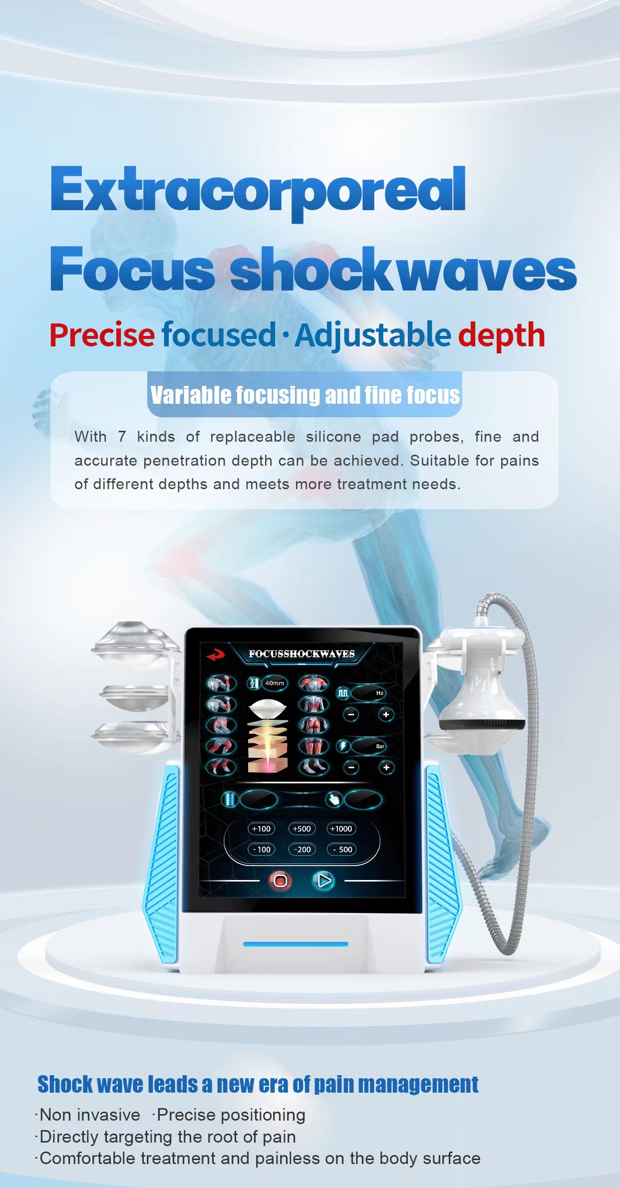 Focus Shockwave Focused Shock Wave Therapy Machine Regeneration Therapy Pain Relief Physio Equipment