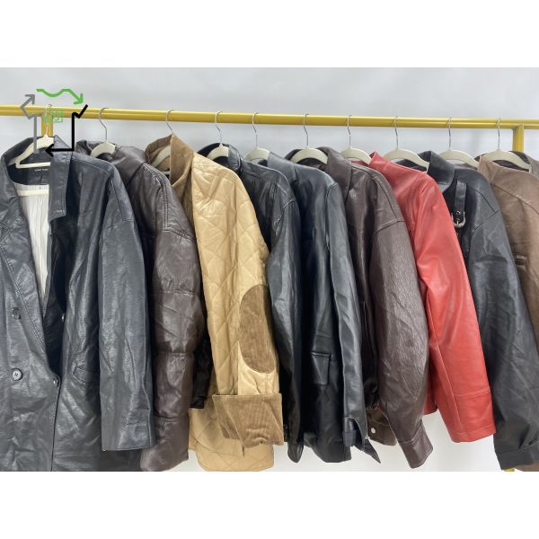 Men's Second Hand Coats American Retro Vintage 2nd Hand Leather Jacket In Bales