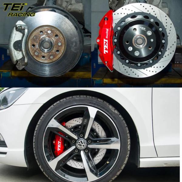 Kit de travagem frontal grande 4 pinças de pistão com rotor 355x28mm BBK sistema de travagem automática para Volkswagen Lamando 16 polegadas carro aro