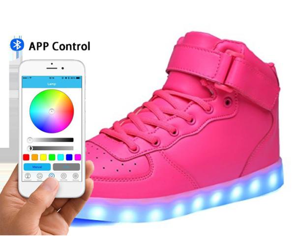 Women Leather Led Fashion Shoes , High Top Electric Styles Led Shoes Sneaker