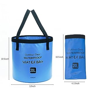 Collapsible Bucket 5.3 Gallon Portable Camping Outdoor Buckets Water Container Basin Foldable for Hiking Travel