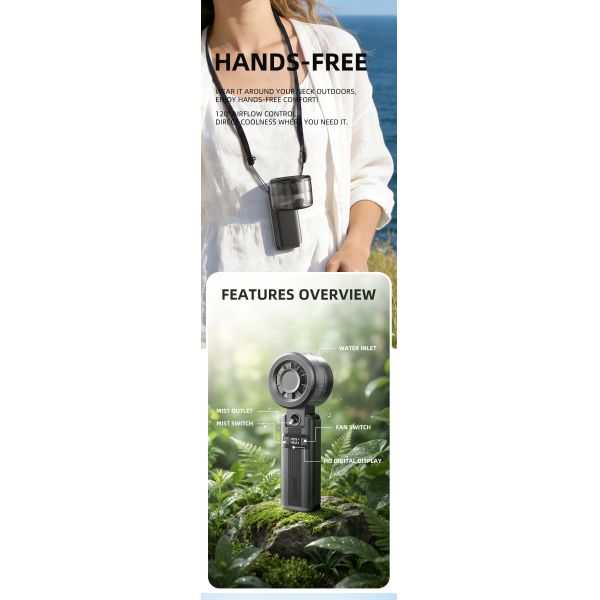 P9 Mini Portable Hand Fan 6000mah USB Battery Rechargeable