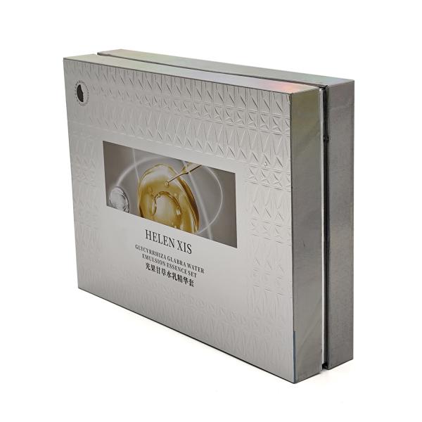 Free sample custom embossing gift box Luxury cosmetics skin care serum packaging box with removable lid and plastic tray