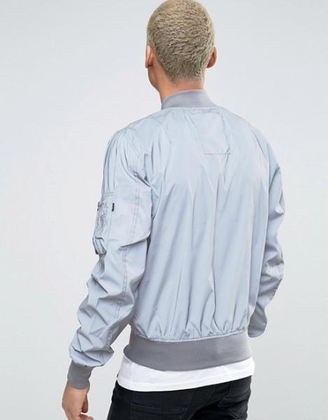 Fashion Blank Ma1 Flight 3M Reflective Bomber Jacket Slim Fit For Autumn