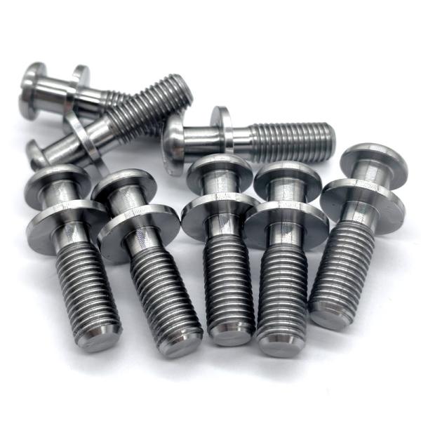 Custom Slotted Round Head Screws | CNC Machined Carbon Steel Bolts with Flat Washer Shoulder