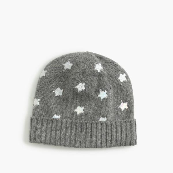 Girls Patriots Beanie Hat Viscose / Nylon / Wool / Cashmere Material With Star Foil Printing