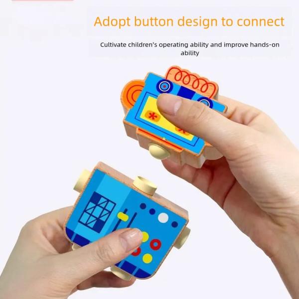 Wholesale Factory Robot Building Block Set Wooden Robot Assembly Toy Set Educational Gift for Kids Boys and Girls
