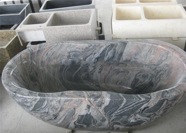 Juparana Granite Stone Freestanding Bath , Stone Veneer Bathtub For Hotel Bathroom