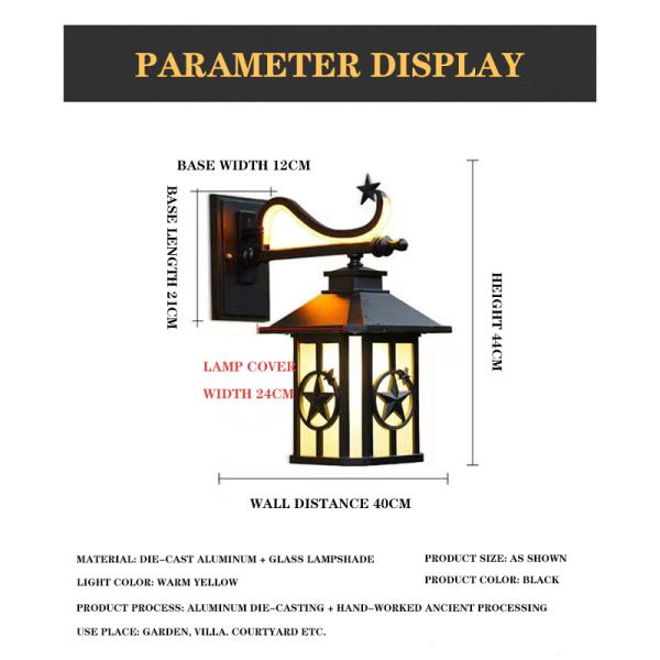 60W Matte Black Led Wall Light Fixtures Outdoor Waterproof Carriage Shape Double Sources