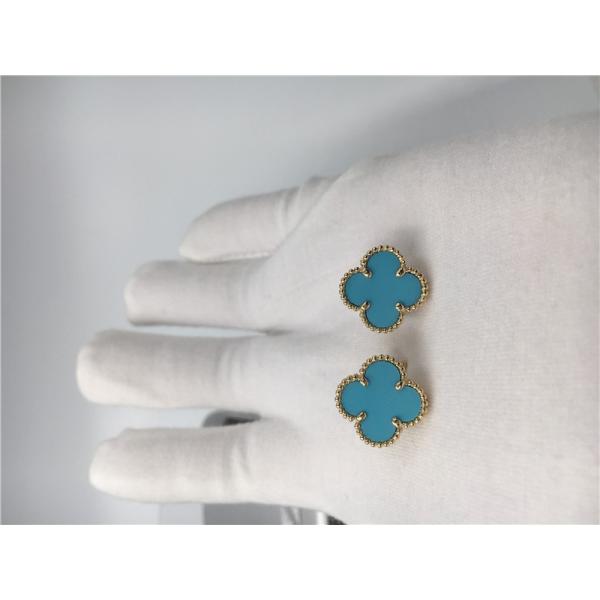 Van Cleef Arpels Sweet Alhambra earstuds 18k yellow gold with turquoise