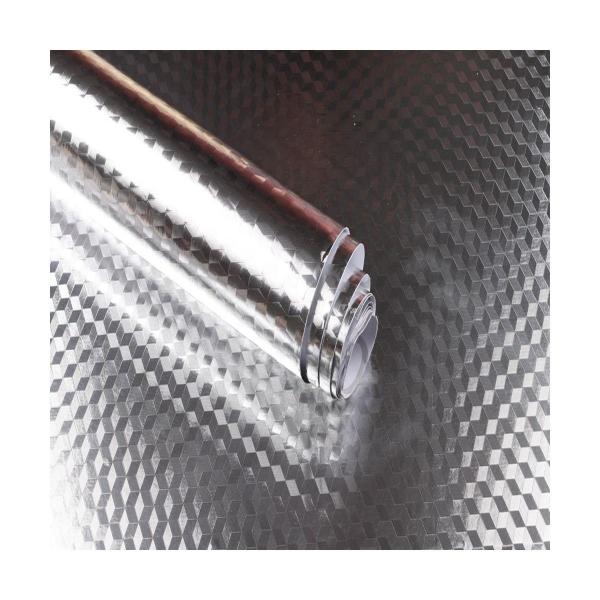Papier de contact argenté pour la cuisine Autocollants résistants à l'huile Papier peint en aluminium pour la cuisine