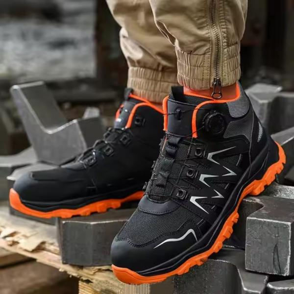 Botas de seguridad para hombres de microfibra de color naranja con Kevlarr antipuñaladas de goma