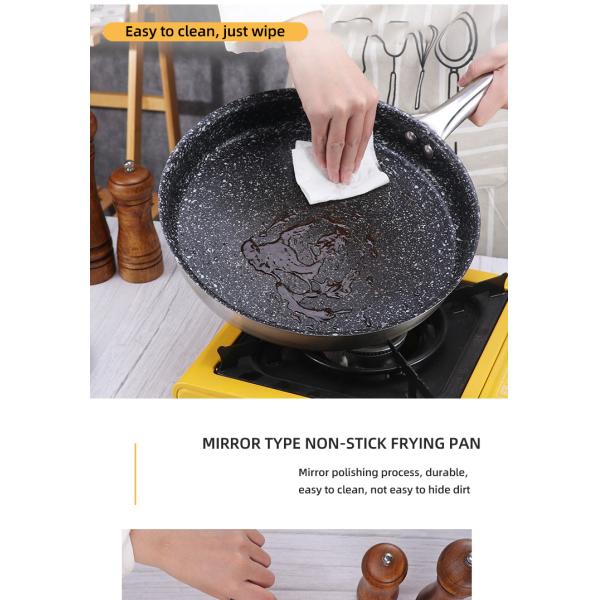 Hot Selling Kitchen Stainless Steel Non Stick Fry Pan Three Layer Double Bottom Medical Stone Frying Pans