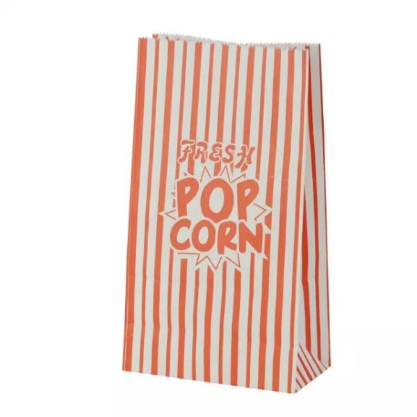 Sacos de papel do rei Papel Pipoca Saco Customized do carnaval bloco de 1 onça de vermelho e de branco